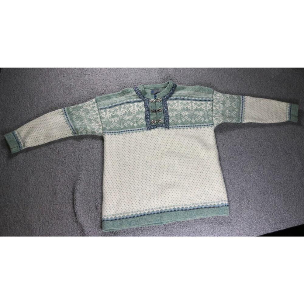 Squaw Valley Sweater XL Multicolor Wool Fair Isle Metal Clasps Vintage Hong Kong